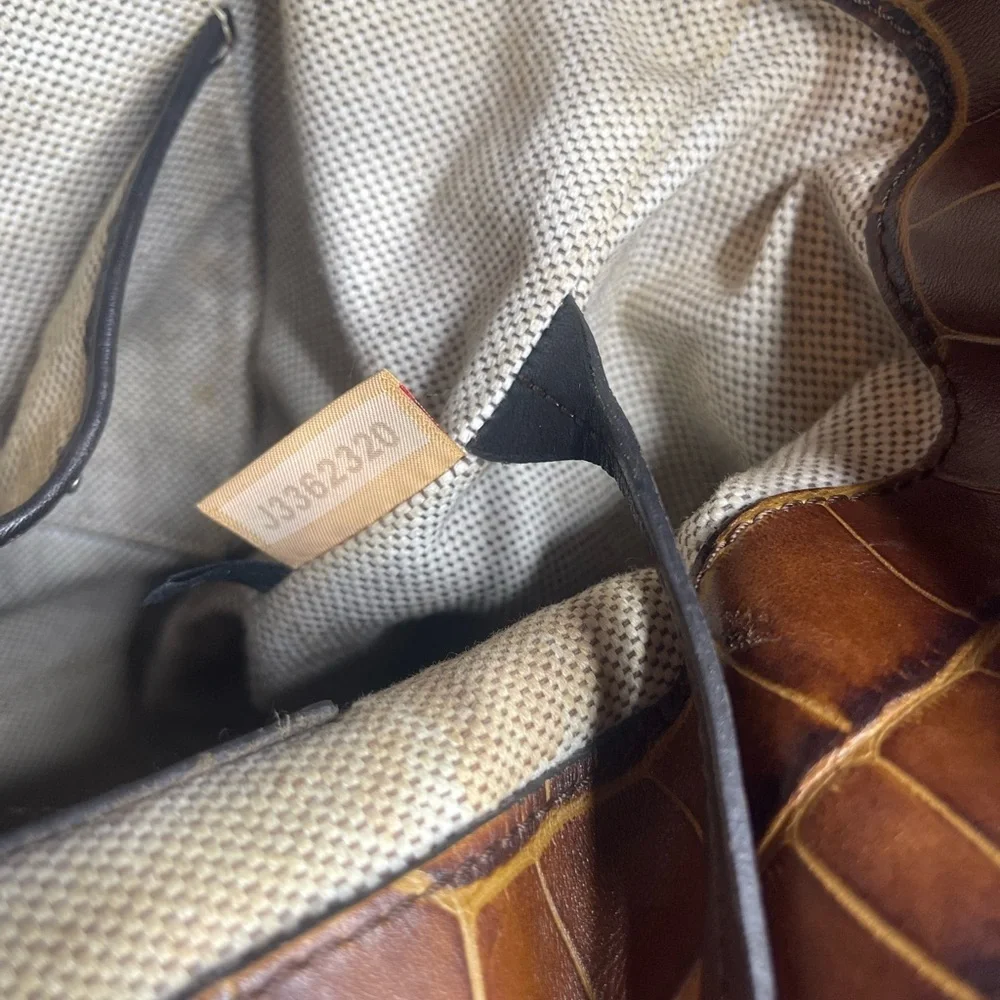 Dooney & Bourke Croco Embossed Logo Lock Sac Hobo leather Bag sn# J3362320